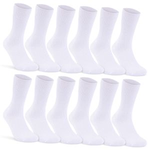12 Paar Socken ohne Gummidruck 100% Baumwolle Damen & Herren Diabetiker Socken -  Weiß 39-42