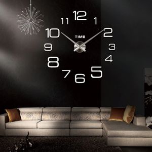 3D Wanduhren Wanduhr Groß 60cm Uhr Mute Decor Wandtattoo Modern Deko Geschenk Home Office Büro DIY Wohnwand Wohnzimmer Wand Decoration Schwarz Retoo