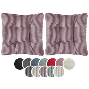 sleepling - 2er Set Stuhlkissen, Sitzkissen, Cord Optik, weicher Möbelstoff, 38 x 38 cm, 7 cm, altrosa