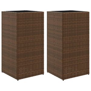 vidaXL Pflanzkübel 2 Stk. Braun 40x40x80 cm Poly Rattan