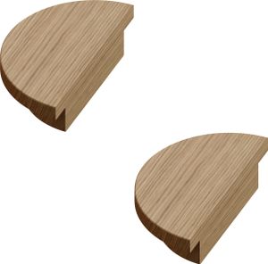 Sossai Holz Möbelgriffe aus Eiche | GAH02 | Lochabstand 40mm, Durchmesser 100mm, 2 Stück