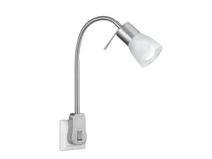 2er SET LED Steckerspot Silber/Weiß mit Flexarm Nachttischleuchte für Wand