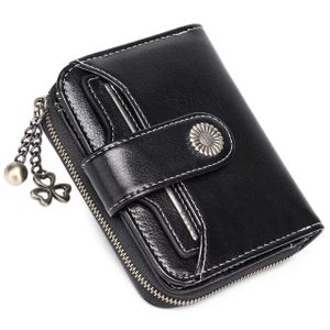 Brieftasche Geldbörse Damen Klein, mit Münzfach Kleines Zipper Brieftasche Kartenhalter mit RFID Blocker, Geldbeutel Frauen Echtes Leder