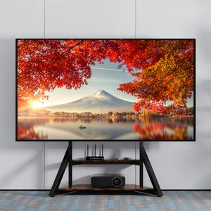 WISFOR TV Ständer Höhenverstellbar, TV Standfuss Universal Fernsehstand mit AV-Ablagen für 65"–100", VESA 800x600mm, bis Max 100kg