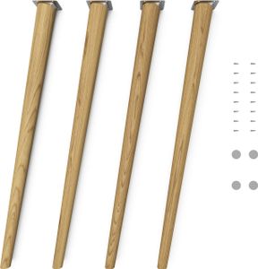 4x sossai® Holzfüße rund - schräge Ausführung 71cm Eiche