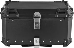 Top Case 65L Motorradkoffer aus Aluminiumlegierung, wasserdicht stoßdämpfend, Doppelverriegelungsdesign, mit 2 Schlüsseln, eflektierender Aufkleber