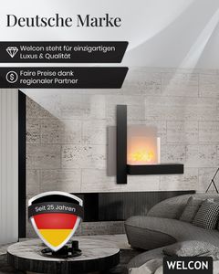 Bioethanol Kamin & Fireplace Oslo | Ethanol Wandkamin in schwarz und Edelstahl | Sicherheitsbrenner