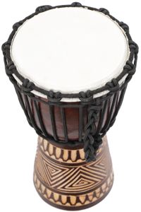 Holztrommel, Percussion Rhythmus Klang Instrument, (Djembe) mit Schnitzereien in Verschiedenen Größen, Braun, Größe: 30 cm