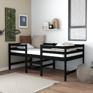 Prolenta Premium středně vysoká postel s matrací černá 90x200 cm z masivního borovicového dřeva