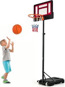 GOPLUS Basketballkorb tragbar, Basketballständer höhenverstellbar 154 bis 210 cm, Basketballsystem Basketballanlage auf Rädern für Kinder und Jugendliche