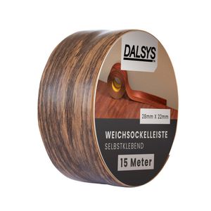 Dalsys Weichsockelleiste selbstklebend Kastanie 15m Klebeleiste, Abschlussleiste für Fugen in Wohnbereich, Küche, Bad, aus PVC Kunststoff
