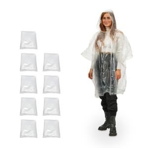 relaxdays Einweg Regenponcho 10er Set