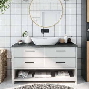 Waschtischplatte Dunkelgrau 100x40x4 cm Massivholz Behandelt