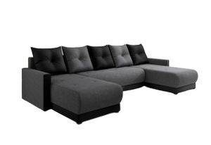 Sofa mit Schlaffunktion DESIGNIA in U-Form, Couch, Schlaffunktion , Wohnlandschaft Wohnzimmer, 286x146, Sawana, sawana05_14, grau/schwarz