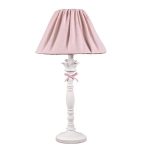 Tischlampe LITTLE ROSE rosa weiß Vintage Landhaus geraffter Lampenschirm E27