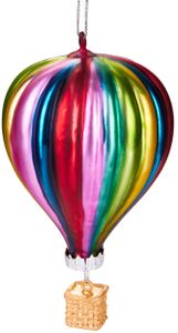BRUBAKER Horkovzdušný balón Barevný - Ručně malovaná skleněná vánoční ozdoba - ozdoba na vánoční stromeček figurky vtipná dekorace přívěsek ozdoba na stromeček - cca 11 cm