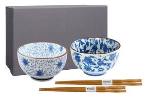 Japan Porzellan Set 2 Schalen - Suppen- / Nudel- / Reisschale + Essstäbchen - ToKYO Design Studio #63