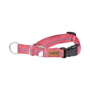 Koch PREMIUM Zugstopp-Halsband gepolstert M 25 mm breit, Halsumfang 35 - 45 cm, Flamingo Pink mit Kennfäden