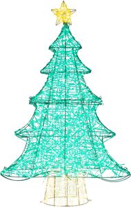 COSTWAY LED Weihnachtsbaum künstlich, 123cm beleuchteter Tannenbaum, 520 LEDs in Warmweiß und Grün, Lichterbaum mit Lichterkette & Stern, Christbaum Metallgestell, Weihnachtsdeko für Innen Außen