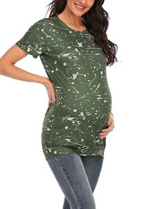 Tshirts Damen Umstandsoberteile Mutterschaft T Shirt Sommer Tops Comfy Schwangerschaft Armeegrün,Größe M