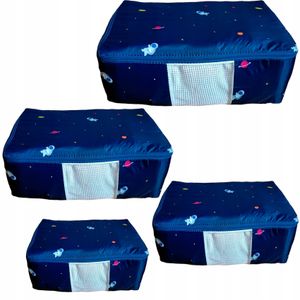 Aufbewahrungsbox für Bettwäsche Kleidung Ordnungsbox Faltbehälter Aufbewahrungstasche Kleiderschrank-organizer Aufbewahrungstasche faltbar Aufbewahrung für Spielzeug mit Reißverschluss In Marineblau 4 Stück