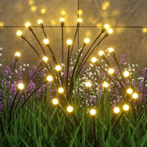 2x Solarlampen für Außen Garten, Solar Gartenleuchten Gartendeko Glühwürmchen Licht mit Timer und Fernbedienung, Garten Wege Rasen Balkon Deko, 10LEDs