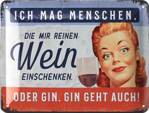 LANOLU Blechschilder retro Bar Deko, Bar Schild GIN, lustiges Blechschild Küche mit Spruch, Cocktail Schild Metallschilder vintage 15x20cm