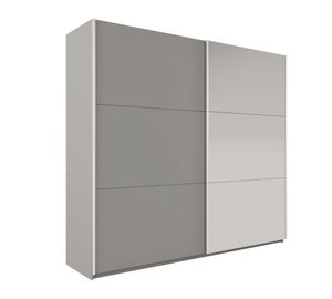 Furniture24 Kleiderschrank VIGO 120 Schwebetürenschrank Schrank mit Schiebetür 2 Kleiderstangen 4 Einlegeboden Platinum mit Spiegel , 200 cm breit