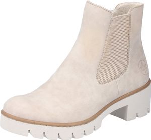 Rieker Damen Chelsea Boot Elastikeinsatz Stiefelette Profilsohle X5772, Größe:42 EU, Farbe:Beige