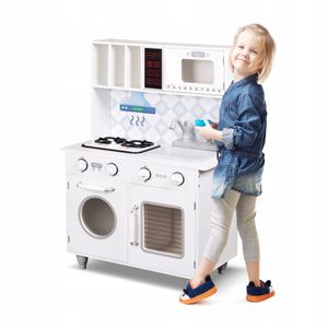 Küchenspielzeug aus Holz - Spielküche - Kinderküche - Spielküche - 84x30x58 cm - Weiß - mit Licht und Ton