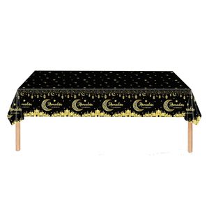 Eid mubarak pe Tischdecke Ramadan Dekoration für zu Hause islamische muslimische Party liefert Tischdecke eid al adha Geschenke, schwarz, 137cm, Rechteck