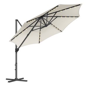 SONGMICS Sonnenschirm, ∅300 cm, 28 Solar-LED-Leuchten, UPF 50+, um 360° drehbar