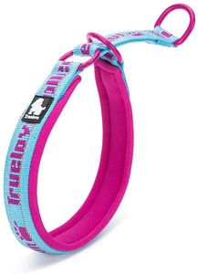 Weiches, mit Nylon gepolstertes Hundehalsband, atmungsaktives Hundehalsband mit reflektierenden Streifen, verstellbares Welpenhalsband für Hunde (M (Neck 35-45cm), Pink)