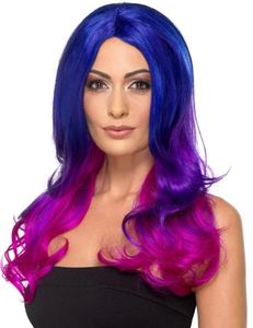 Ombre Perücke blau-pink - Faschings Kostüm Perücke