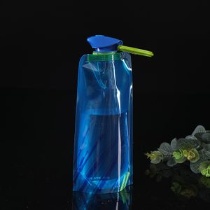 Tragbare Ultraleicht Faltbare Wasser Beutel Wasser Flasche Pouch Outdoor Sport Liefert Wandern Laufen Wasser Flasche, Blau, 700 ml