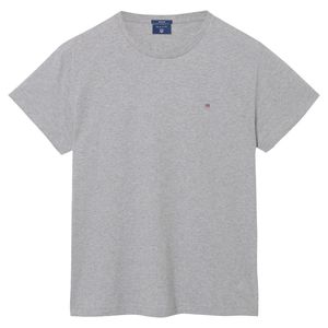 GANT Herren T-Shirt kurzarm - Original T-Shirt, Rundhals, Baumwolle Hellgrau meliert S (Small)