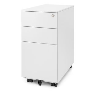 Ergotopia® Rollcontainer weiß - abschließbarer Bürocontainer für Schreibtisch 60x30x52 cm (HxBxT) - Büro Container mit 3 Schubladen - Schreibtischcontainer abschließbar