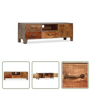 The Living Store TV-Schrank Massivholz Vintage 118 x 30 x 40 cm