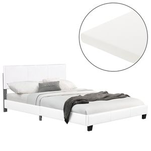 Juskys Polsterbett Bolonia 160 x 200 cm mit Matratze, Lattenrost & Kopfteil - Kunstleder & Holz - Bett Bettgestell Jugendbett Doppelbett weiß