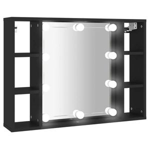 vidaXL Spiegelschrank mit LED Schwarz 76x15x55 cm