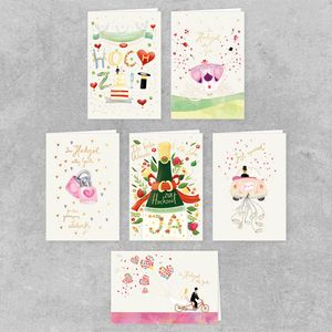 PremiumLine Hochzeitskarten Set 6 Stück inkl. Briefumschlag Glückwunschkarte zur Hochzeit Grußkarte 11,5 x 17,5 cm umweltfreundliche Klappkarte aus Naturkarton