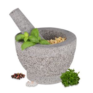 relaxdays Mörser mit Stößel aus Granit