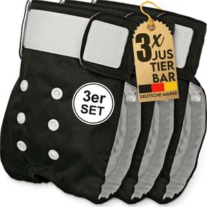 HUND IST KÖNIG® Windeln für Hündinnen [3 Stk], S (Taille 29-40 cm), saugstarke Windeln, 3-Fach justierbar für festen Sitz