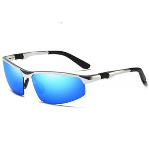 Aluminium Herren Sonnenbrille Polarisiert UV400 Schutz HD Fahren Draußen Fahren Outdoor-Sport-Radbrille Blau