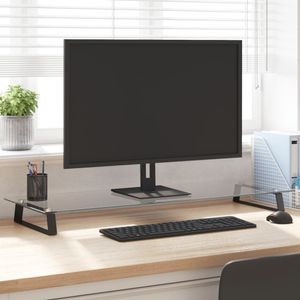 vidaXL Stojan na monitor čierny 100x35x8 cm z tvrdeného skla a kovu