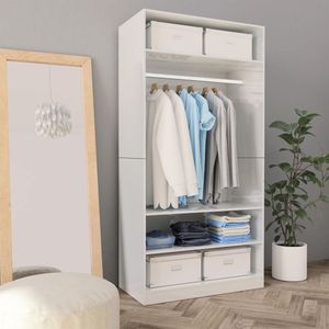 vidaXL Kleiderschrank Hochglanz Weiß 100x50x200 cm Holzwerkstoff - Kleiderschrank - Kleiderschränke - Kleiderständer - Schrank