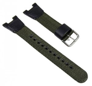 Casio Ersatzband Uhrenarmband Textil/Leder Band schwarz-Olive SGW-100B