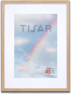 aFFa frames Tisar Bilderrahmen aus Holz mit Passepartout 21x29,7 cm Weiß, leicht, rechteckig, mit Acrylglasfront, HDF-Rückwand Hellbraun (05) 30x40 cm