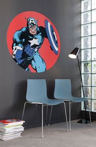 Komar Vlies Fototapete / Wandtattoo selbstklebend - Marvel PowerUp Captain America - Größe: 125 x 125 cm (Breite x Höhe) - 1 Stück, Kinderzimmer