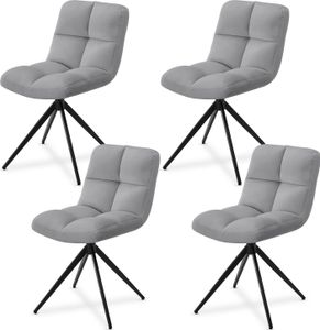 Juskys Drehstuhl Dallas 4er Set - Esszimmerstühle 120 kg belastbar - Samt Hellgrau